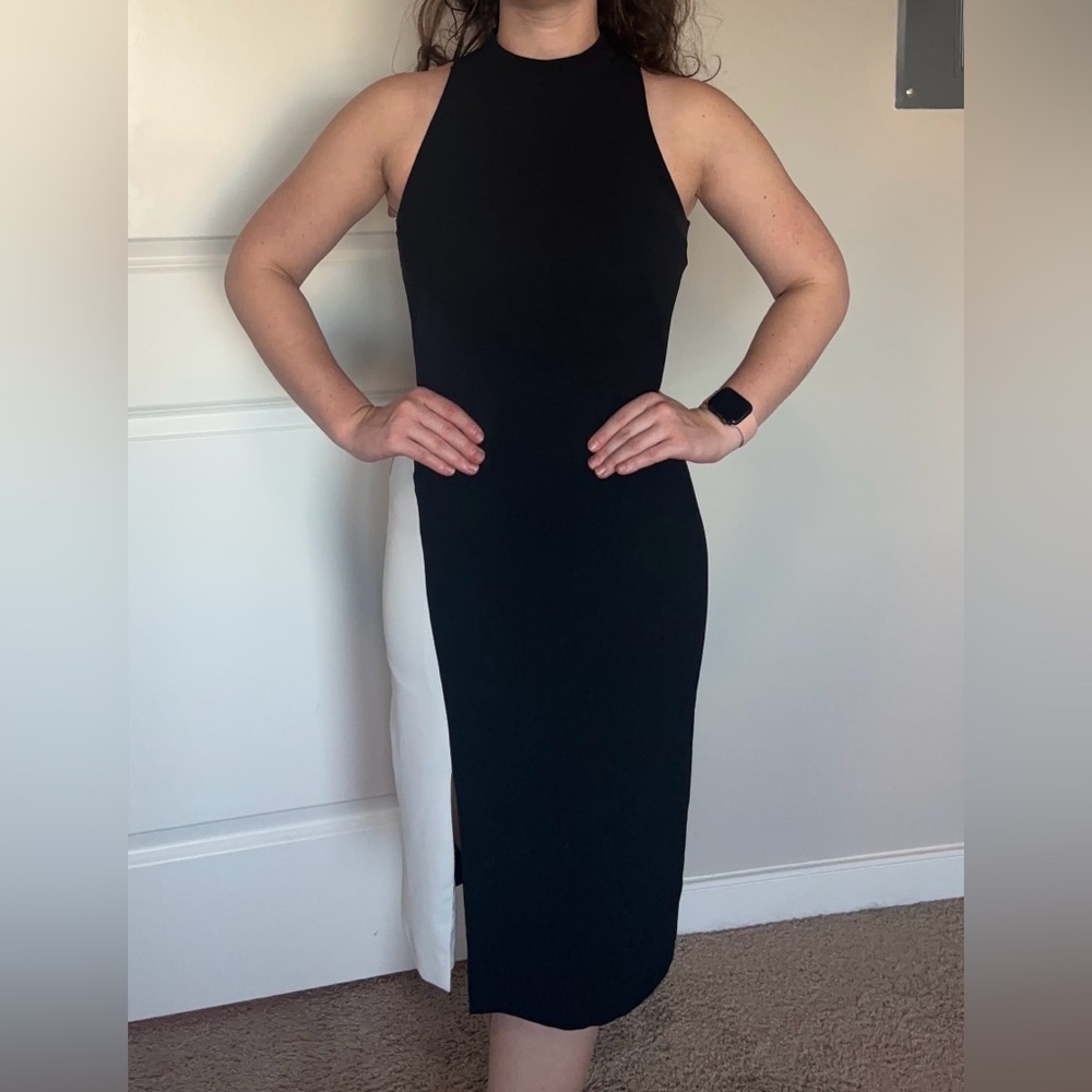 White House Black Market Halter Black & White Dress Size 00